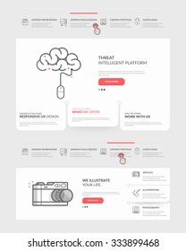 Website Template Elements: 
Set Of Two Homepage Templates For Personal Or Company Business Portfolio With Concept Icons. 