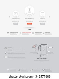 Website template elements: 
Set of two templates for personal or company business portfolio with concept icons. 