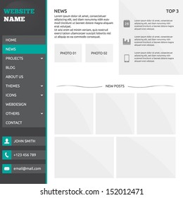 Website template (elements) with slideshow, options and vertical menu