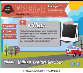 Website template elements, vintage style