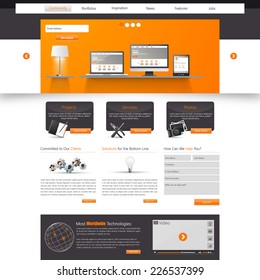 Website Template. Eps 10 Vector illustration, Orange Color