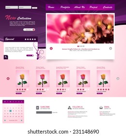 website template for flower shop and web shop eps10 vector illustration