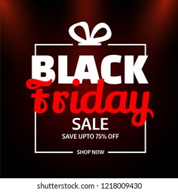 Website template or flyer design with 75% discount offer for Black Friday Sale.