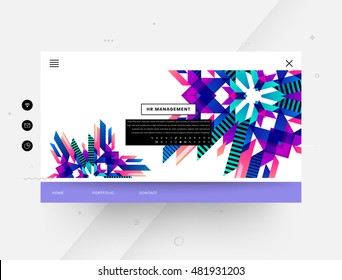 Website template with geometric background - vector illustration