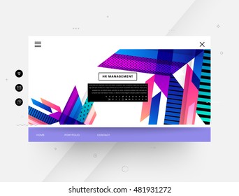 Website template with geometric background - vector illustration
