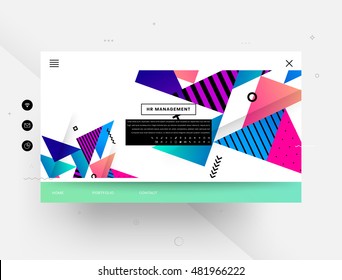 Website template with geometric background - vector illustration