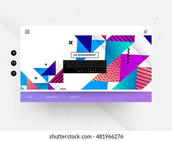 Website template with geometric background - vector illustration