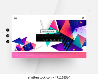 Website template with geometric background - vector illustration