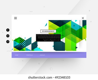 Modelo de site com fundo geométrico - ilustração vetorial