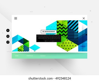 Website template with geometric background - vector illustration