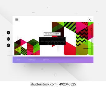 Website template with geometric background - vector illustration