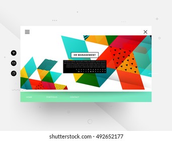 Website template with geometric background - vector illustration