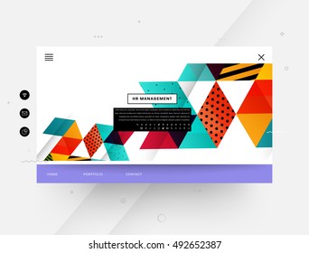 Website template with geometric background - vector illustration