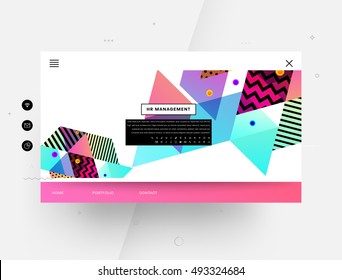 Website template with geometric background - vector illustration