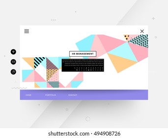 Website template with geometric background - vector illustration