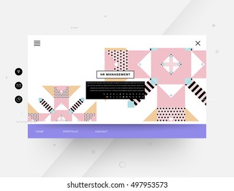 Website template with geometric background - vector illustration