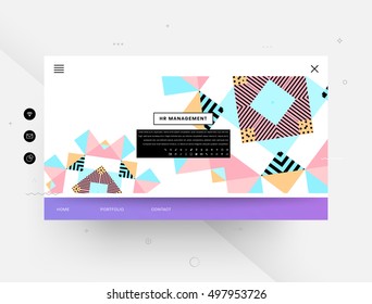 Website template with geometric background - vector illustration