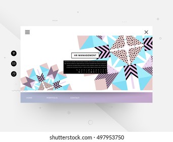 Website template with geometric background - vector illustration