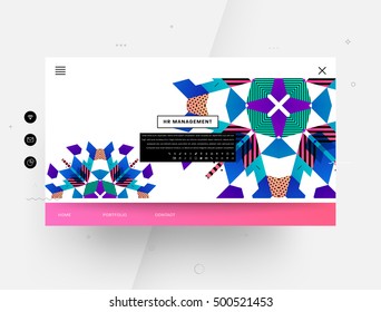 Website template with geometric background - vector illustration