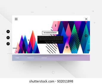 Website template with geometric background - vector illustration