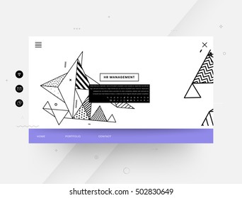 Website template with geometric background - vector illustration