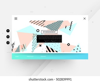 Website template with geometric background - vector illustration