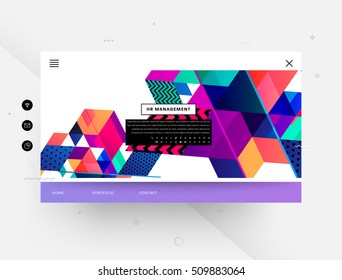 Website template with geometric background - vector illustration