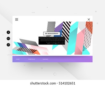 Website template with geometric background - vector illustration