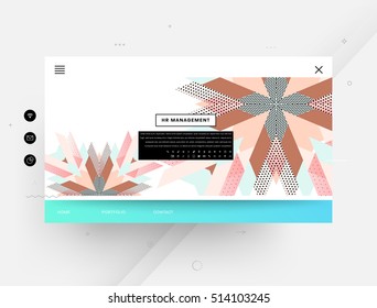 Website template with geometric background - vector illustration