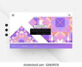 Website template with geometric background - vector illustration