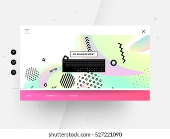 Website template with geometric background - vector illustration