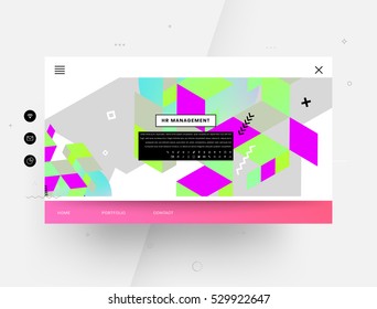 Website template with geometric background - vector illustration
