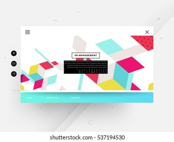 Website template with geometric background - vector illustration