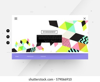 Website template with geometric background - vector illustration