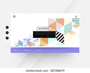Website template with geometric background - vector illustration
