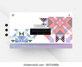 Website template with geometric background - vector illustration