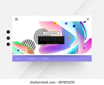 Website template with geometric background - vector illustration