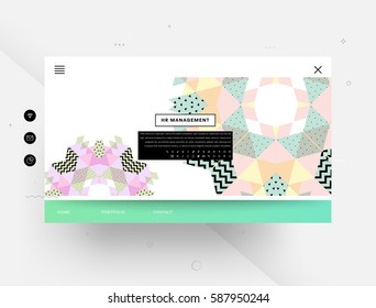 Website template with geometric background - vector illustration