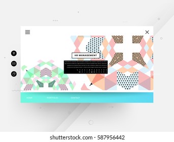 Website template with geometric background - vector illustration