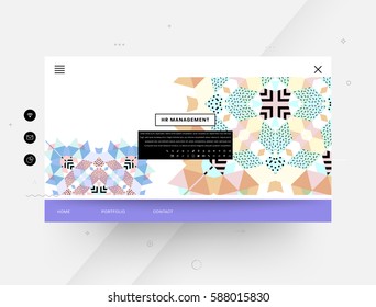 Website template with geometric background - vector illustration