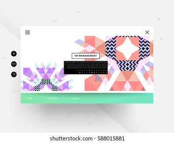 Website template with geometric background - vector illustration