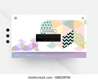 Website template with geometric background - vector illustration