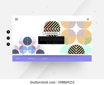 Website template with geometric background - vector illustration