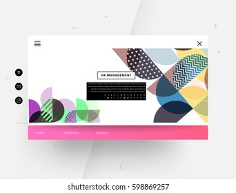 Website template with geometric background - vector illustration
