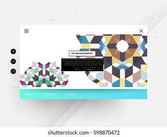 Website template with geometric background - vector illustration