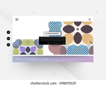 Website template with geometric background - vector illustration
