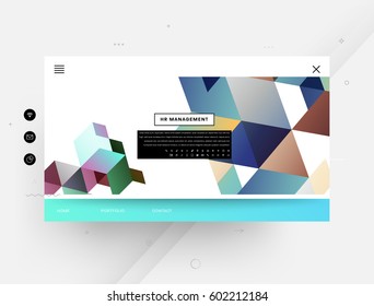 Website template with geometric background - vector illustration