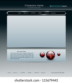 Website template with glass panels. Part of set.