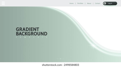 Website Template with Gray Green Abstract Wavy Background. Vector simple modern backdrop for your design.