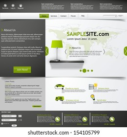 Website Template, green and grey color 